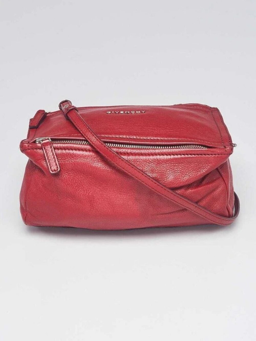 Givenchy Red Textured Sugar Goatskin Leather Mini Pandora Bag